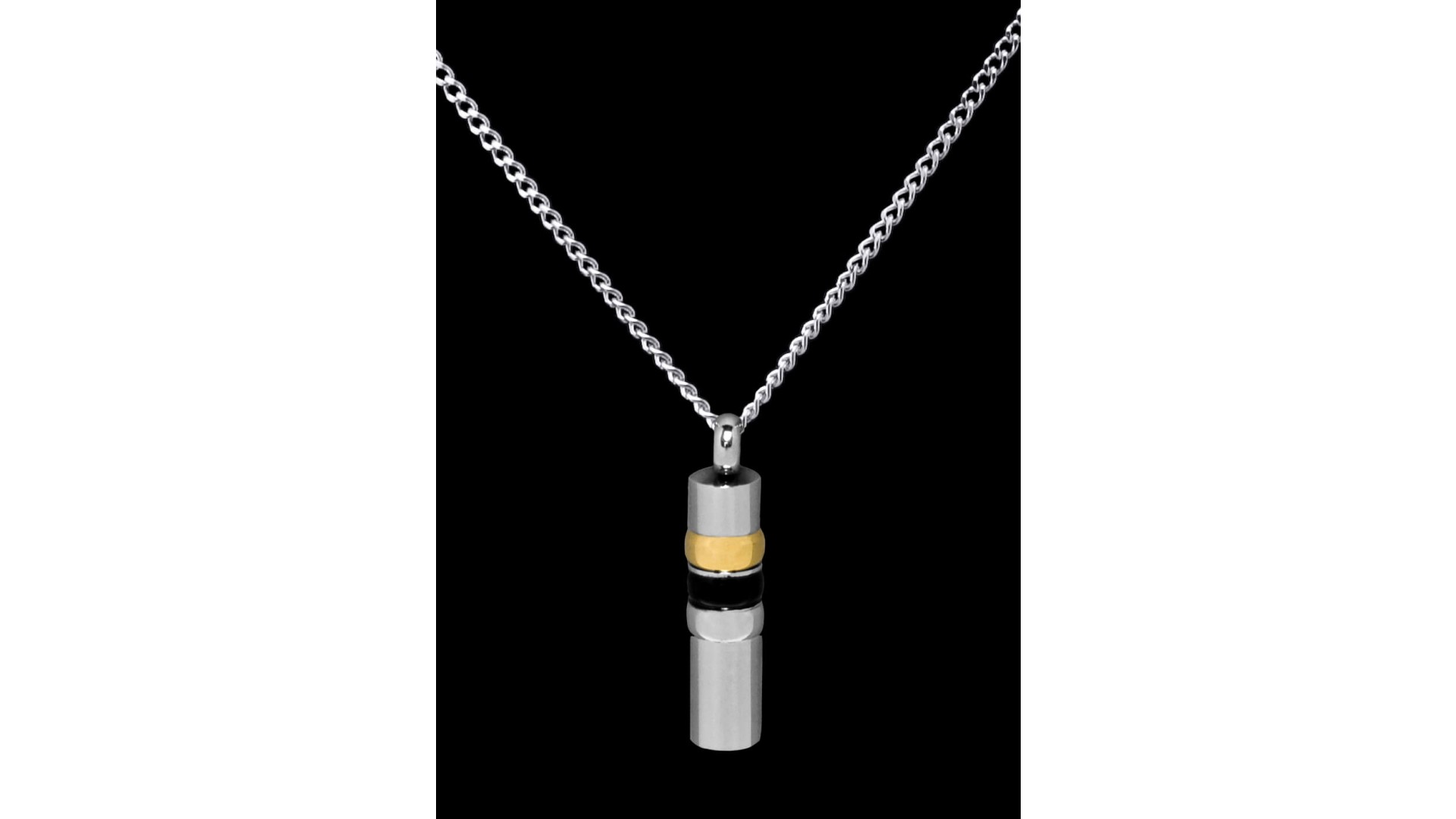 Stainless Steel Black/Gold Cylinder Cremation Pendant #36-616